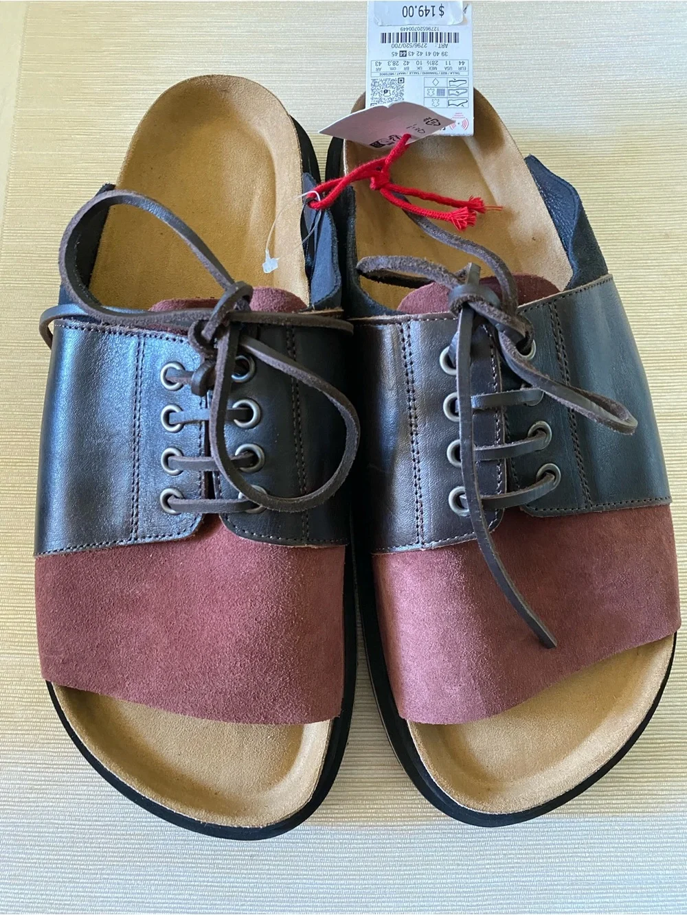 Zara Men's Two-Tone Leather Lace-Up Slide Sandals - Picture 3 of 8